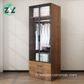 Armoire à vêtements en bois à 2 portes en verre